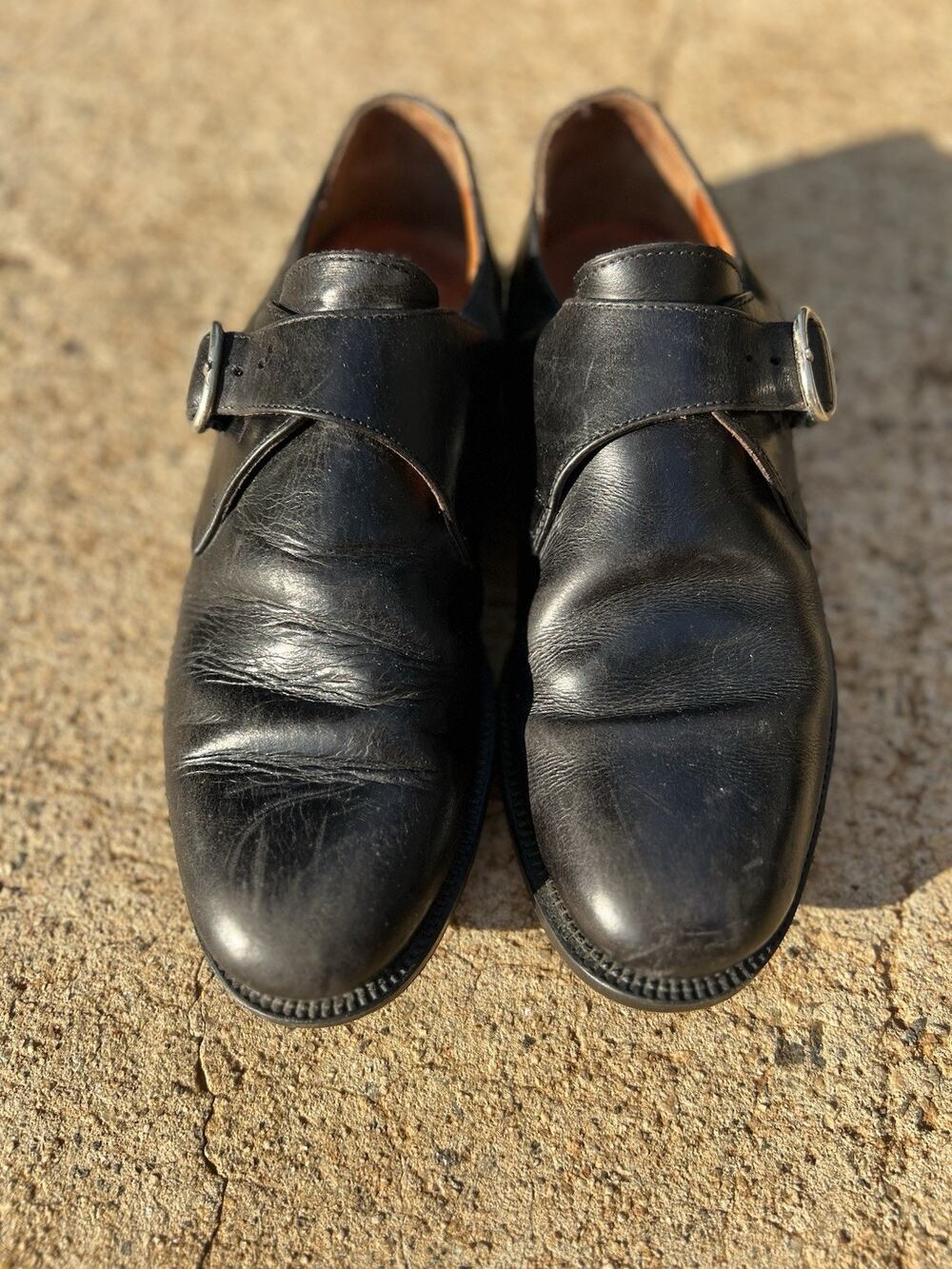 Vintage GAP Men's Black Leather Monk Strap Dress Shoes Buckle Closure US 9 D